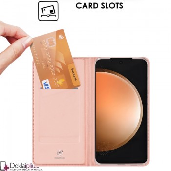 Dux Ducis Skin Pro dirbtinės odos dėklas - rausvas (Samsung Galaxy S25 Fe)
